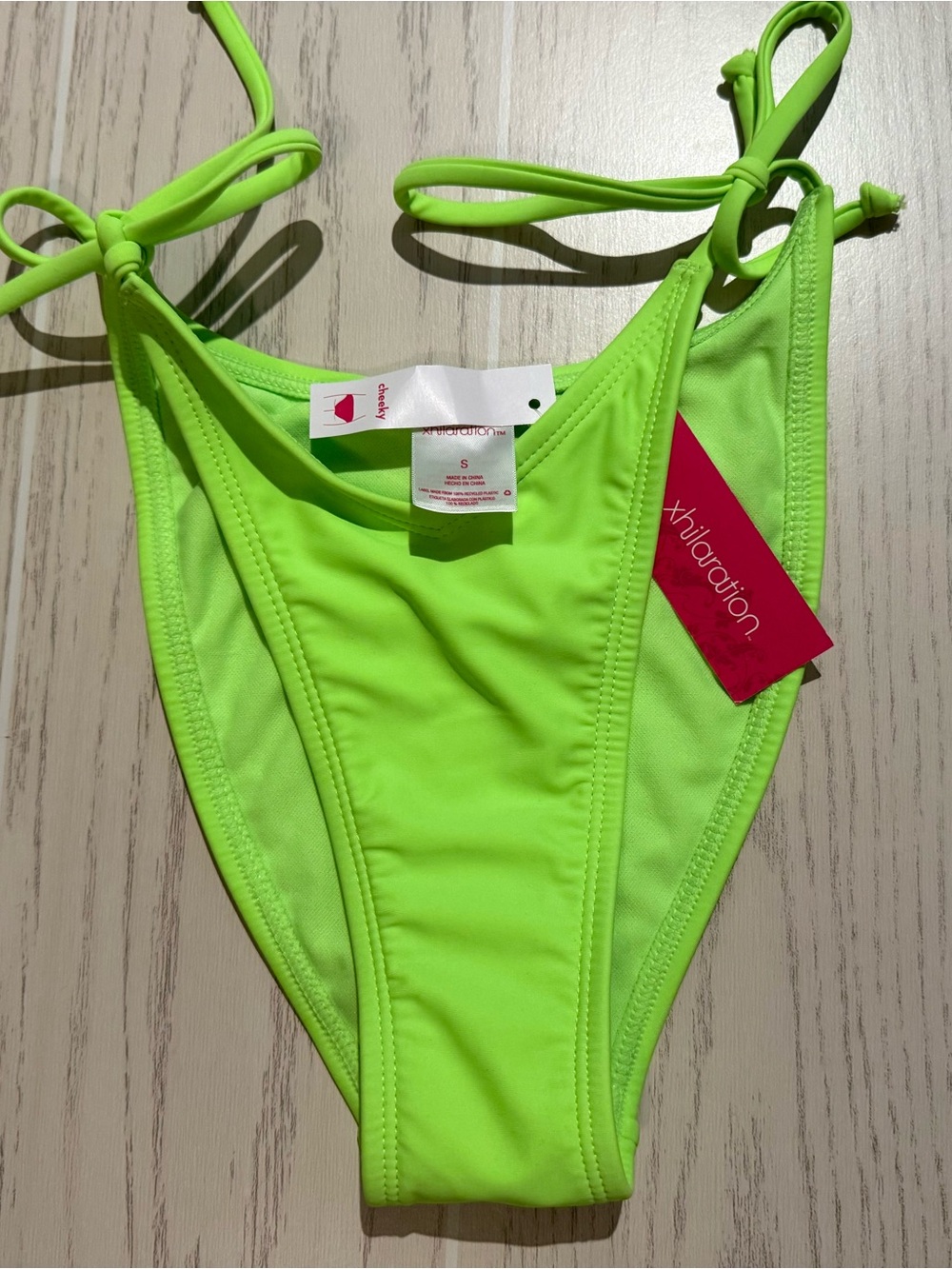Xhilaration Neon Green Side Tie Bikini Bottom‎ Juniors Small NWT